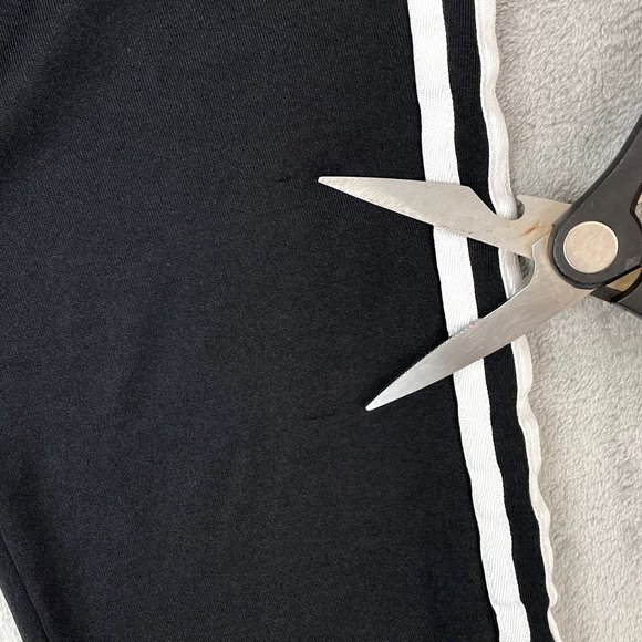 ADIDAS Performance Athletic Black Track Pants Joggers Tapered Legs White Stripes - Picture 4 of 9